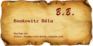 Boskovitz Béla névjegykártya